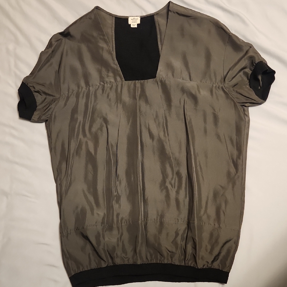 Wilfred by Aritzia, 100% Silk Top, Gray, XXS